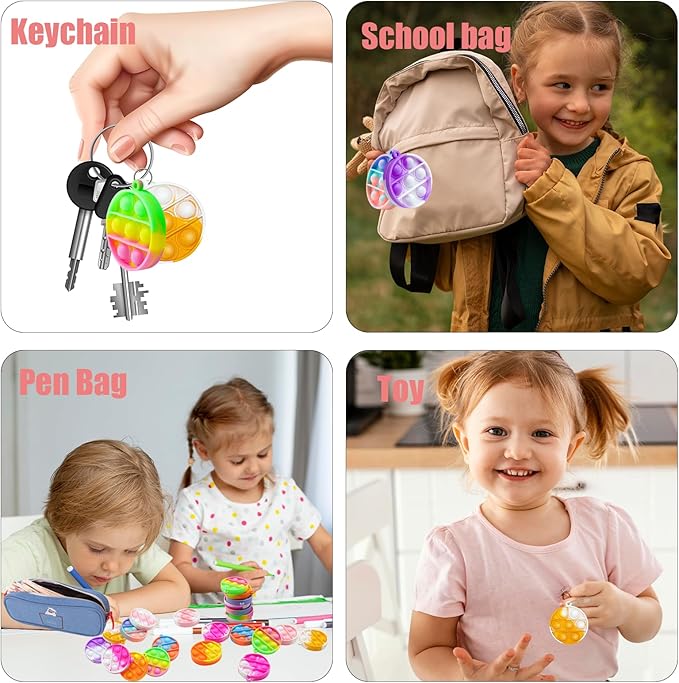 72 Pcs Kids Party Favors Pop Fidget Keychain lt Mini Fidget Toys Bulk for Kids Goodie Bag Stuffers Classroom Prizes It Bubbles Poppers Students Bulk Toys