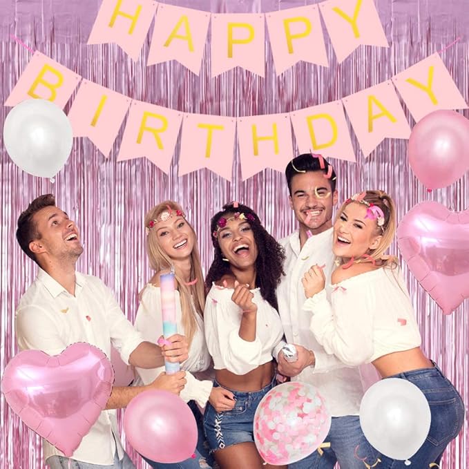 3Pcs Pink Metallic Tinsel Foil Fringe Curtains,3.28ft x 6.56ft Pink Photo Booth Backdrop Streamer Curtain,Photo Booth Props,Ideal Bachelorette Party Supplies,Birthday, Christmas,New Year Decorations