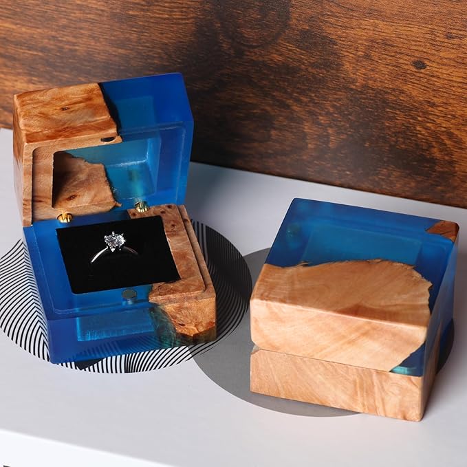 Wedding Ring Box, Handmade Wooden Ring Bearer Box for Proposal, Elegant Vintage Ring Holder Box, Engagement Ring Box with Single Slot, Suitable for Proposal, Wedding, Jewelry Storage