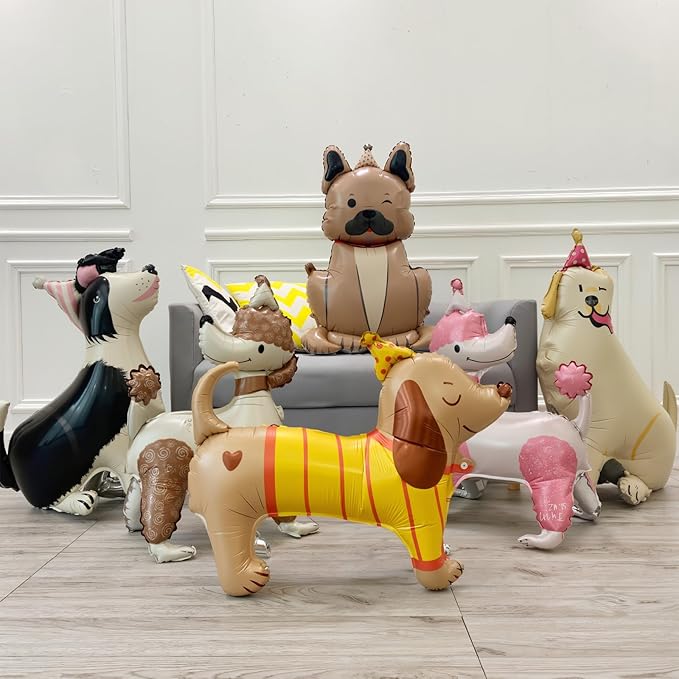 Hungdao 6pcs Dog Balloons Pet Dog Birthday Party Decorations Pet Party Supplies Cute Puppy Foil Animal Balloons Sheepdog Labrador Retriever ‌poodle Dachshund Decor for Baby Shower
