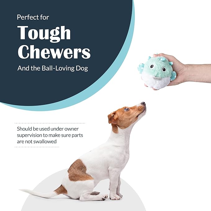 Flourish Pets 2 in 1 Multi-Layer Chew Toy for Active Dogs | Non-Toxic BPA Free Double Stitched Soft Fabric Exterior Dog Toys | Long-Lasting Dog Plush Toys - Puffer 3.5"