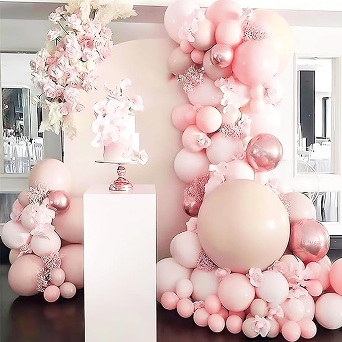 PartyWoo Pale Pink Balloons 85pcs Different Sizes of 18 12 10 5 Inch Light Pastel Baby Pink Balloon Arch Kit for Engagement Bachelorette Baby Shower Easter Birthday Party Decorations Pink-Q01