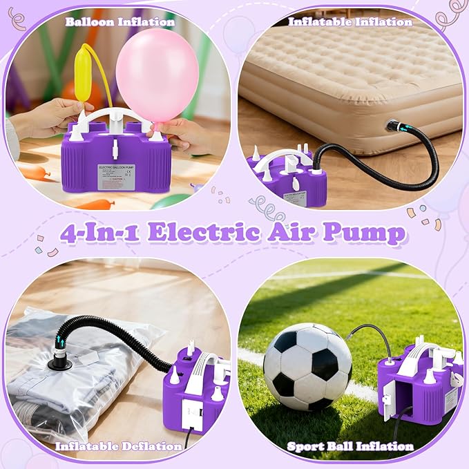 AXHJ Electric Balloon Pump, Portable Electric Air Balloon Pump Dual Nozzle Air Blower Pump AC110V