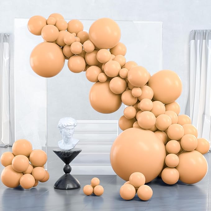 PartyWoo Nude Balloons 127 pcs Different Sizes of 36 18 12 10 5 Inch Beige Apricot Balloon Arch Kit Garland for Thanksgiving Graduation Baby Shower Neutral Boho Theme Party Decorations Nude-Y103