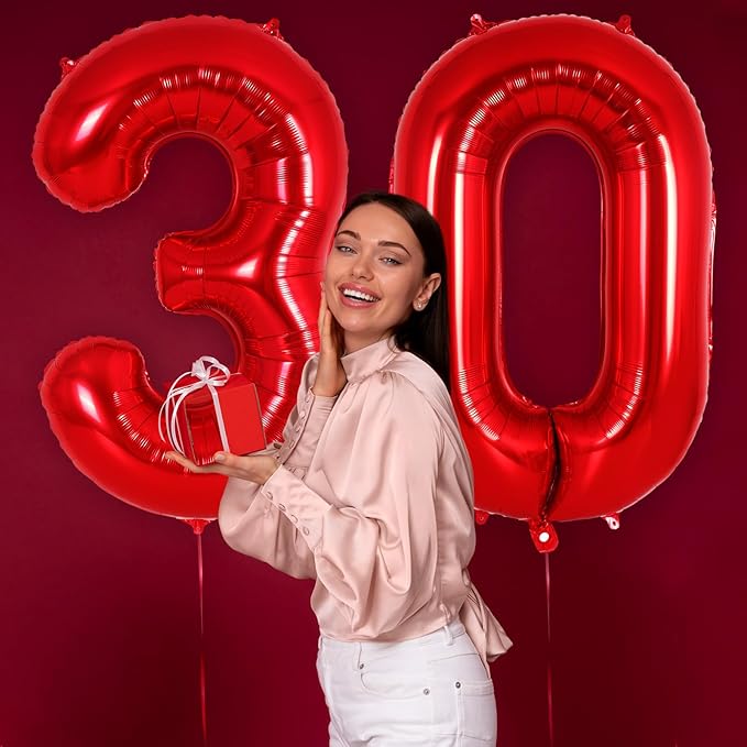 Red Number 3 Balloon 40 Inch, Big Large Foil Helium Number Balloons, Jumbo Giant Mylar Number 3 Balloons for 3 Year Old Birthday Red Party Decorations Supplies Anniversary