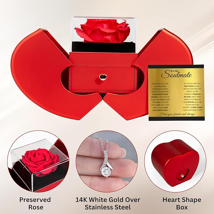 Birthday Gifts for Wife from Husband | Soulmate Necklace with Heartfelt Message Card & Box | Anniversary, Birthday, Christmas or Valentine’s Day Gift for Girlfriend, Fiancée