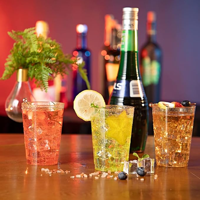 WDF 100pcs 12OZ Gold Cups - Disposable Gold Glitter Plastic Cups - Premium Wedding - Party for Thanksgiving, Christmas