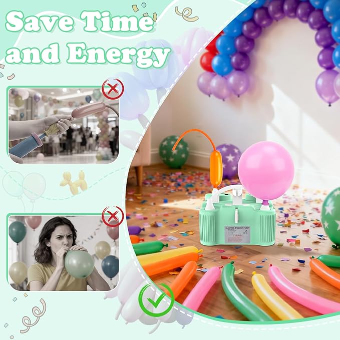 AXHJ Electric Balloon Pump, Portable Electric Air Balloon Pump Dual Nozzle Air Blower Pump AC110V