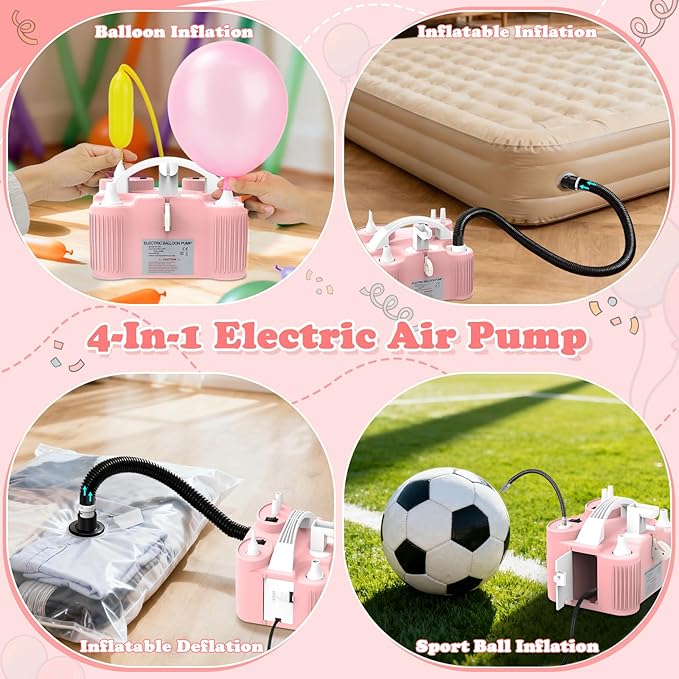 AXHJ Electric Balloon Pump, Portable Electric Air Balloon Pump Dual Nozzle Air Blower Pump AC110V