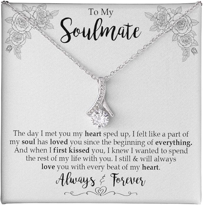 Soulmate Keepsake Gift to My Soulmate Necklace Wife Girlfriend Soulmate Gifts For Women, Funny Gifts For Girlfriend, Personalized Presents Wife Fiancée - Anniversary, Soul Mates Gift, Soulmate Jewelry
