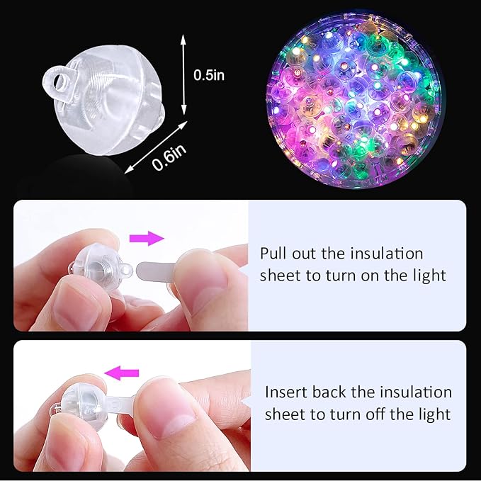 ZGWJ 100PCs Mini Led Lights,Flash Led Balloons Light up Balloons for Party Decorations Neon Party Lights for Paper Lantern Easter Eggs Birthday Party Wedding Halloween Christmas Decoration