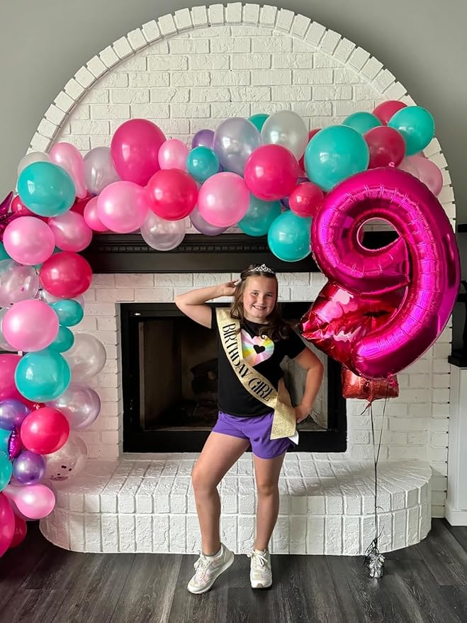 40 Inch Rose Purple Numbers 9 Balloon, Balloons Decorations for 9 19 90 Birthday Party, Engagement, Wedding, Graduations, Photo Shoot Supplies