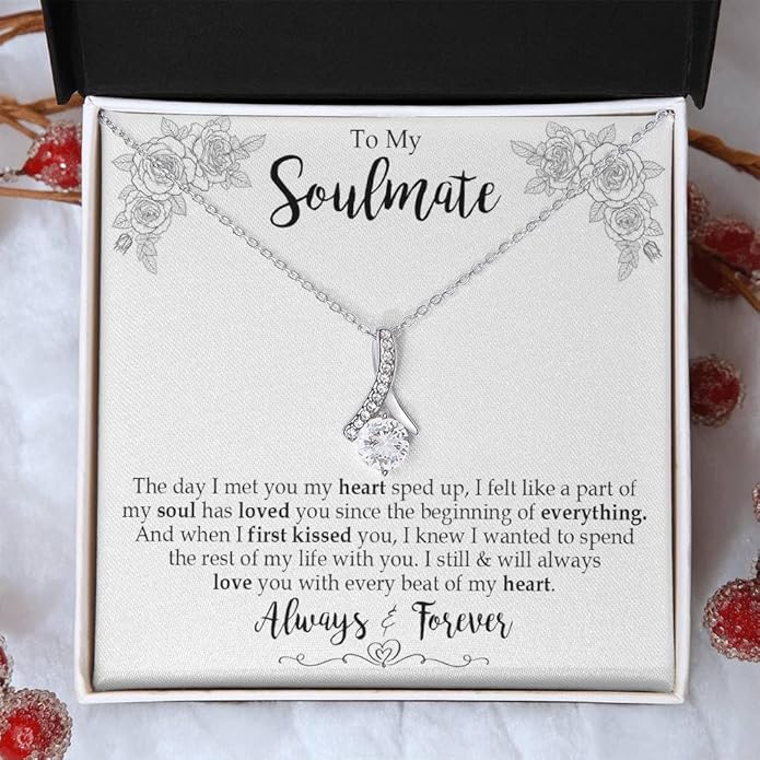 Soulmate Keepsake Gift to My Soulmate Necklace Wife Girlfriend Soulmate Gifts For Women, Funny Gifts For Girlfriend, Personalized Presents Wife Fiancée - Anniversary, Soul Mates Gift, Soulmate Jewelry