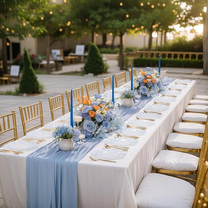 LIYH 60 Pcs Blue Bow Plastic Plates for Party - Blue Bow Knot Scalloped Plastic Plate Disposable Plates Set for Wedding Bridal Shower - 10.25" Dinner & 7.5" Dessert Plate