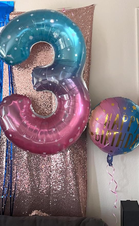 40 Inch Number 8 Balloon, Pink Purple Blue 8 18 28 80 Birthday Balloons for Men Boys, 8th Birthday Decorations Party Supplies, Wedding, Graduations