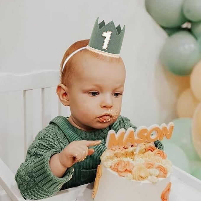Simple 1st Birthday Party Crown - Classic First Birthday Hat, Unisex One Birthday Decor for Photo Props