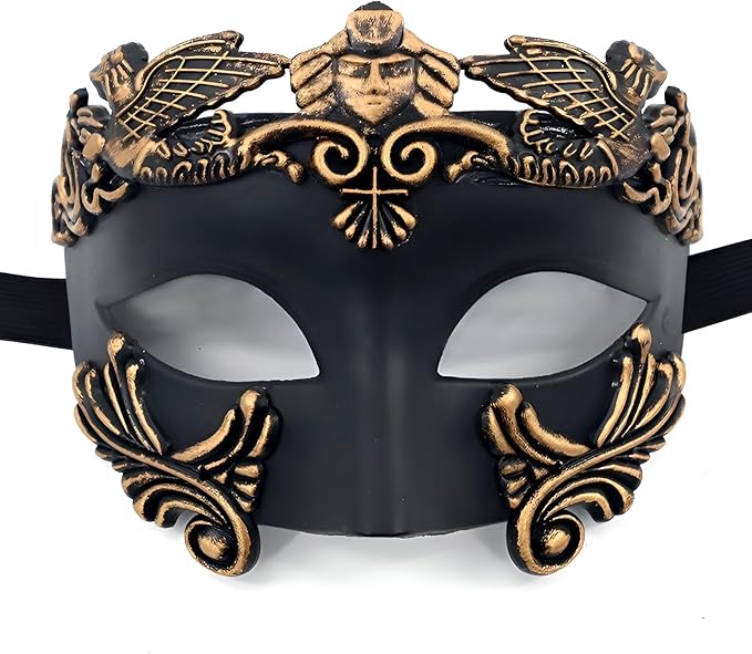 JOYFISCO Masquerade Mask for Men Vintage Roman Greek Venetian Mask for Halloween Mardi Gras Prom Ball Cosplay Party Costume