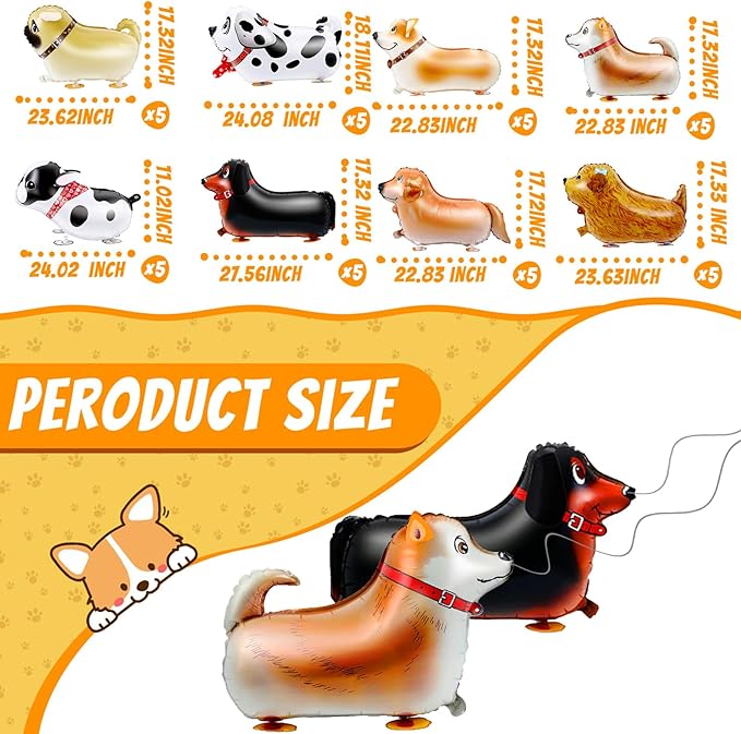 Deekin 40 Pcs Walking Animal Balloons Pet Dog for Birthday Party Decorations Dog Balloons Puppy Animal Birthday Party Supplies Decorations