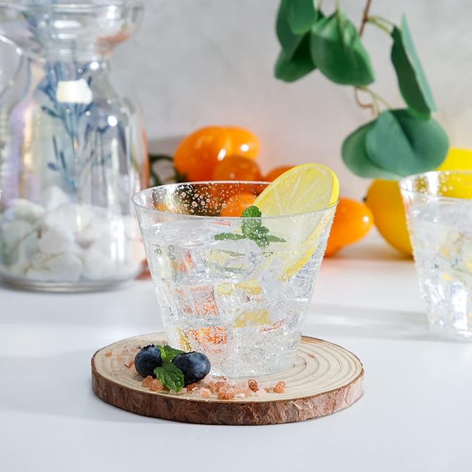 WDF 200pcs 9OZ Silver Cups, Plastic Disposable Premium Wedding Silver Glitter Plastic Cups for Party