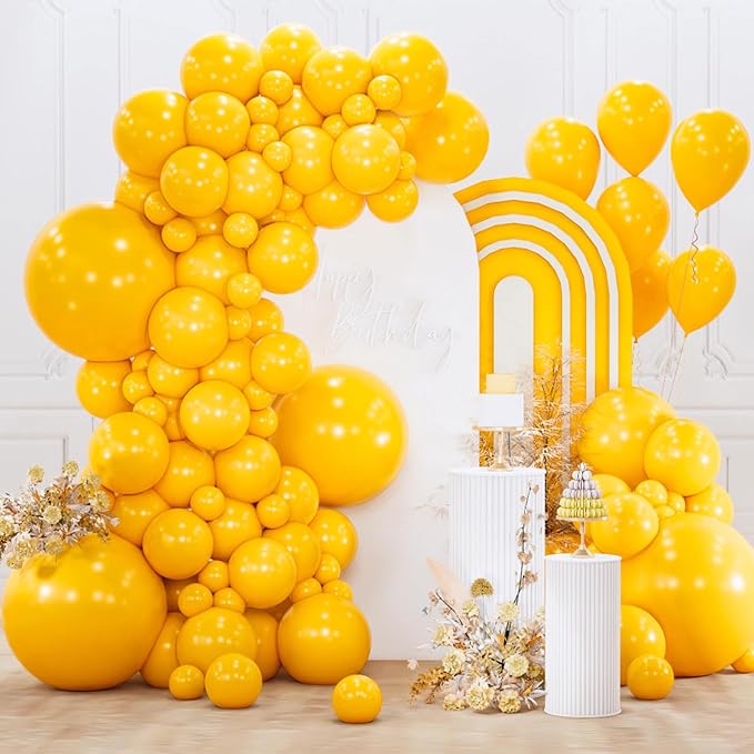 PartyWoo Mustard Yellow Balloons 155pcs Different Sizes of 18 12 10 5 Inch Yellow Fall Balloon Arch Kit for Birthday Engagement Baby Shower Bee Sunflower Little Cutie Party Decorations Yellow-Y10