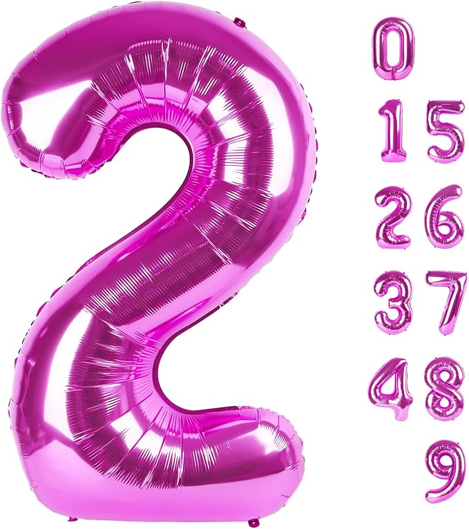 2 Numbers Balloon 40 Inch Rose Purple Two Balloon Number Birthday Decor, 2nd 12 21st Party Celebration Decorations Graduations Wedding Baby Shower