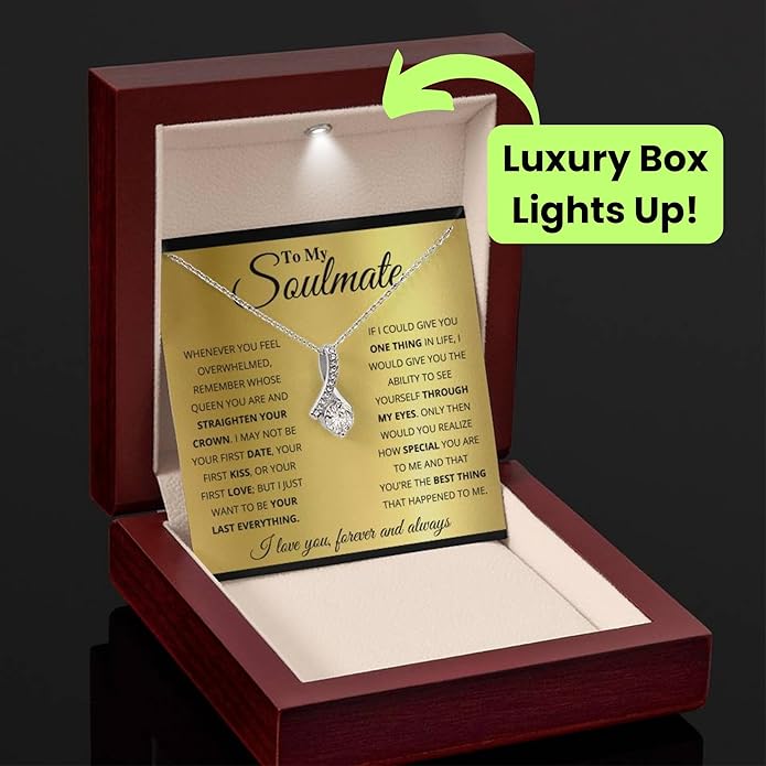 Birthday Gifts for Wife from Husband | Soulmate Necklace with Heartfelt Message Card & Box | Anniversary, Birthday, Christmas or Valentine’s Day Gift for Girlfriend, Fiancée