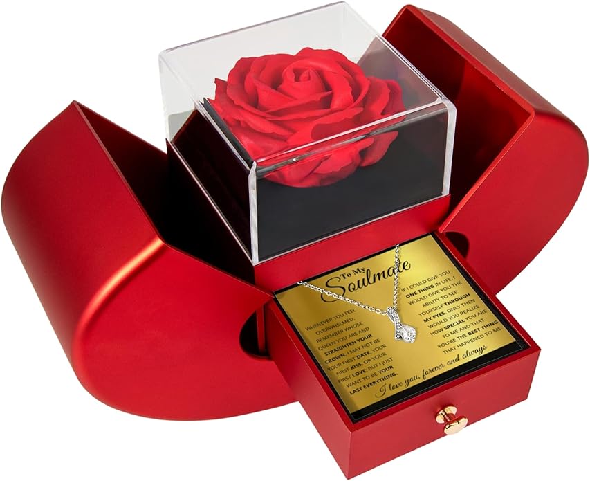 Birthday Gifts for Wife from Husband | Soulmate Necklace with Heartfelt Message Card & Box | Anniversary, Birthday, Christmas or Valentine’s Day Gift for Girlfriend, Fiancée