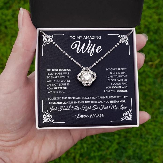 Yametee Personalized To My Wife Necklace From Husband I Love You More Wife Birthday Anniversary Wedding Valentines Christmas Customized Message Card