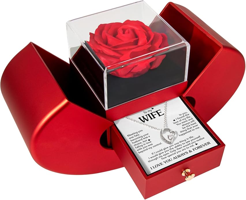 Birthday Gifts for Wife from Husband | Soulmate Necklace with Heartfelt Message Card & Box | Anniversary, Birthday, Christmas or Valentine’s Day Gift for Girlfriend, Fiancée