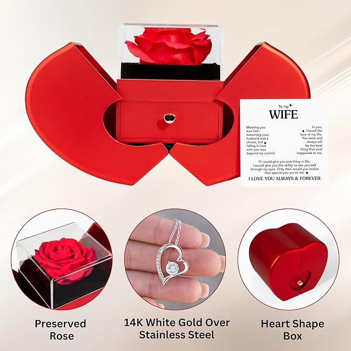 Birthday Gifts for Wife from Husband | Soulmate Necklace with Heartfelt Message Card & Box | Anniversary, Birthday, Christmas or Valentine’s Day Gift for Girlfriend, Fiancée