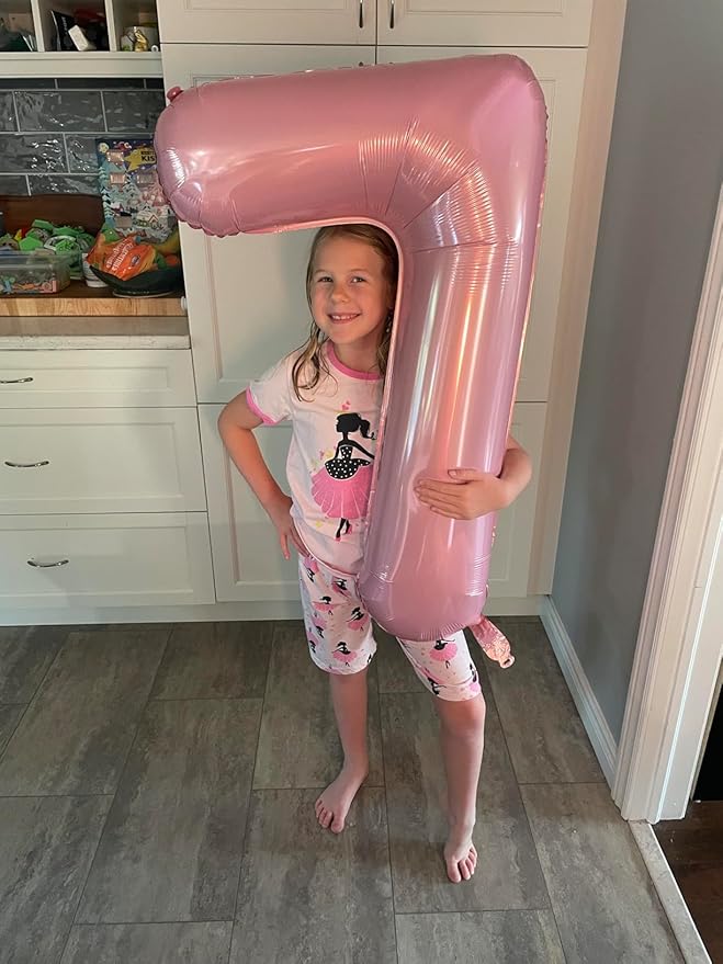 40 Inch Number 7 Balloon, 6 7 Birthday Decorations, Pink Seven Birthday Decor, 7 17 27 70 Year Old Balloon Number for Engagement, Wedding, Graduations