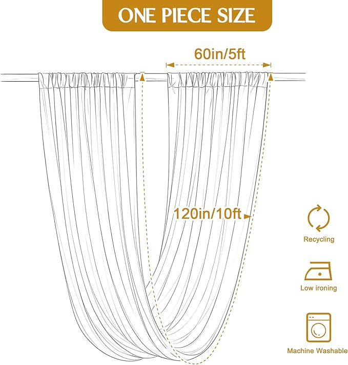 10ft×10ft White Ceiling Drapes for Weddings Events Wrinkle-Free Polyester Ceiling Backdrop for Ten Canopy Church Stage Bedroom Decor 2 Panels 5×10ft