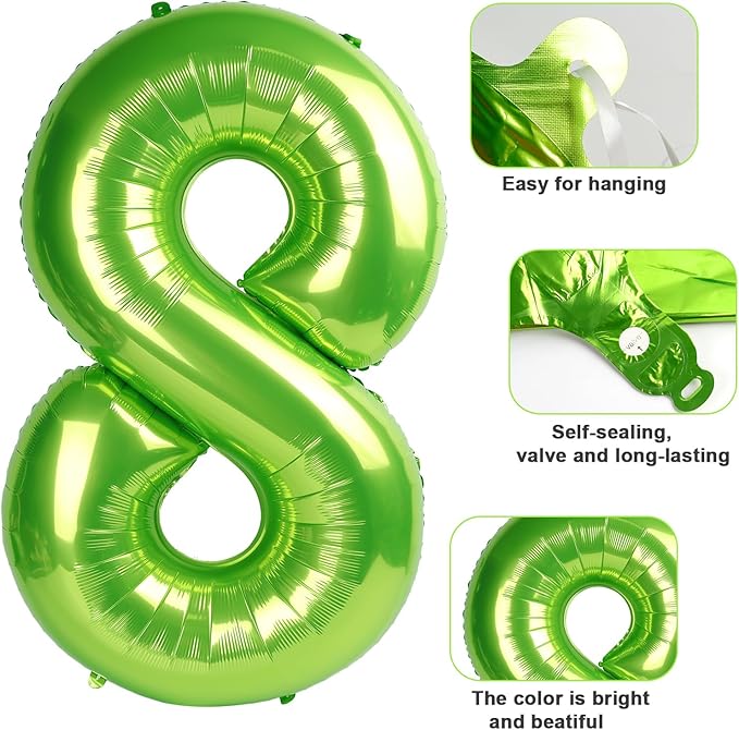 2 Numbers Balloon 40 Inch Light Green Two Balloon Number Birthday Decor, 2nd 12 21st Party Celebration Decorations Graduations Wedding Baby Shower