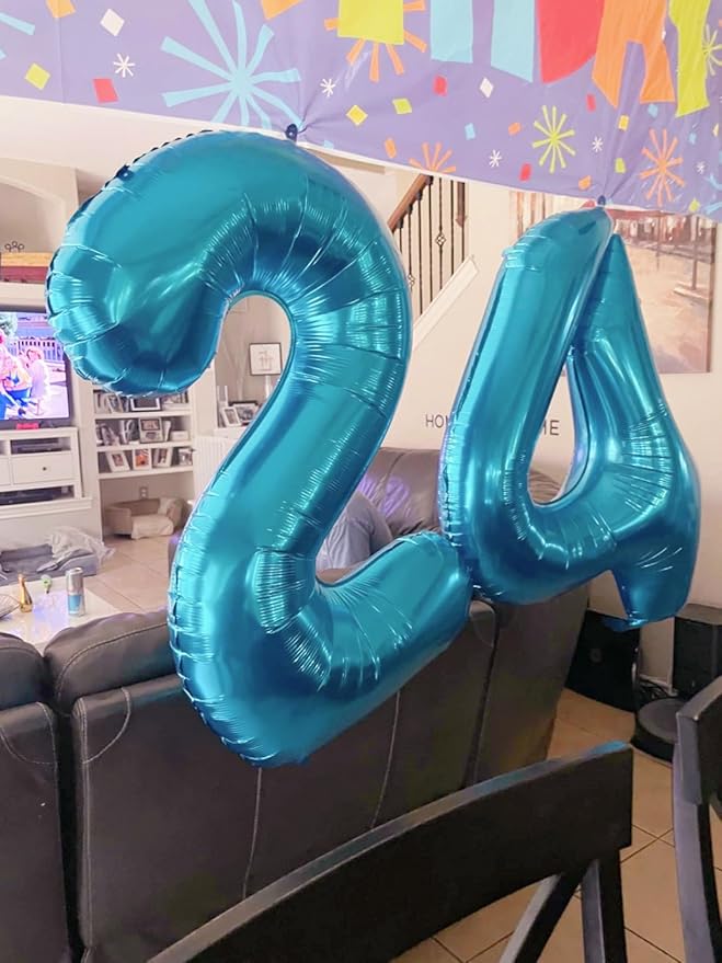2 Numbers Balloon 40 Inch Light Blue Two Balloon Number Birthday Decor, 2nd 12 21st Party Celebration Decorations Graduations Wedding Baby Shower
