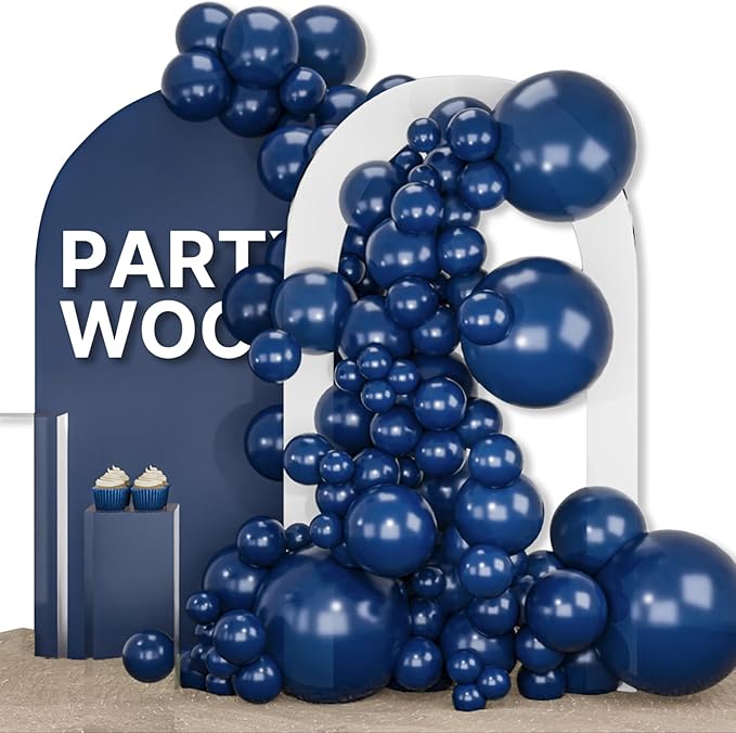 PartyWoo Navy Blue Balloons 155pcs Different Sizes of 18 12 10 5 Inch Dark Blue Balloon Arch Kit Garland for Graduation Wedding Sports Baby Shower Birthday Bachelorette Party Decorations Blue-Z90