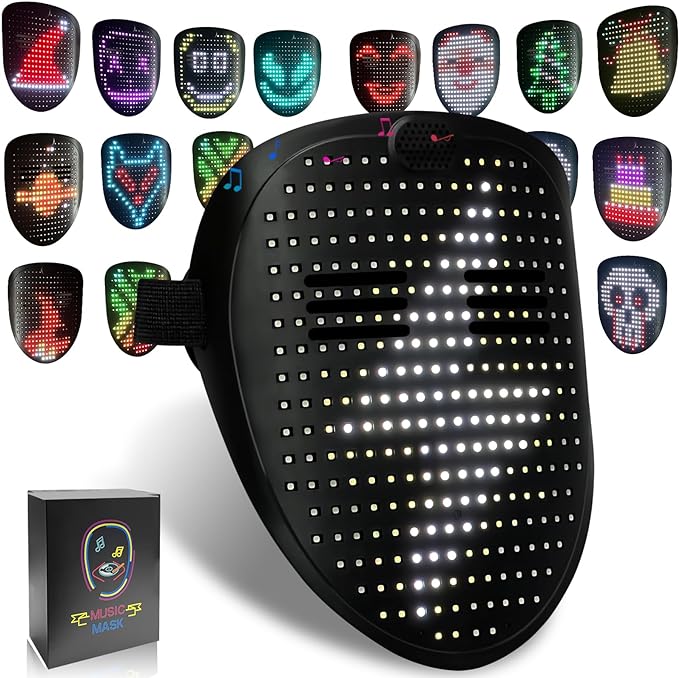 Led Mask Light up Mask with Gesture Sensing, Cool Glowing Toys Masks Great Gift for Halloween Christmas Costume Party
