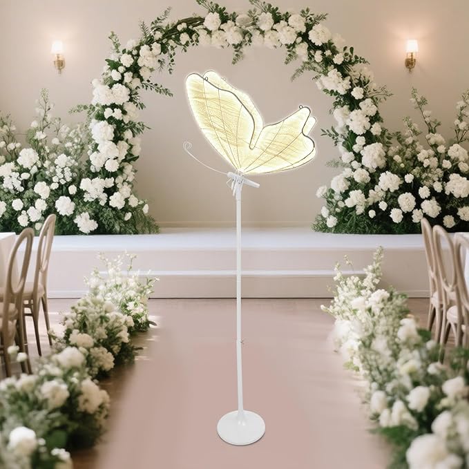 23.6" Wedding Butterfly LED Floor Lamp, 18W 110V Creative Butterfly Ceiling Lamp 57.5"-70.1" Adjustable Height Butterflies Hanging Decoration Props for Wedding Party - 1Pcs/Warm Light