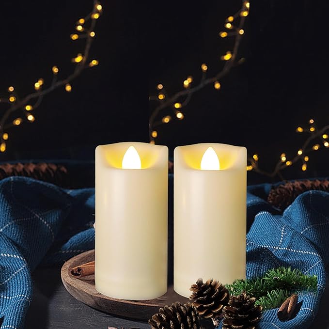 LED Battery Operated Candles 2"x4" Plastic Flickering Flameless Candles with Timer Outdoor Waterproof Wedding Party Halloween Christmas Birthday Decoration Gifts Realistic Slim Tall Pillar Candles