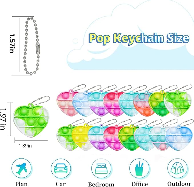 72 Pcs Kids Party Favors Pop Fidget Keychain lt Mini Fidget Toys Bulk for Kids Goodie Bag Stuffers Classroom Prizes It Bubbles Poppers Students Bulk Toys