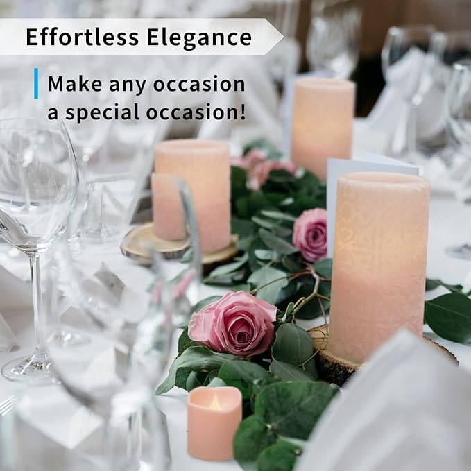 FURORA LIGHTING Pink Rome Real Wax LED Candles with Remote and Timer, 4 Pillar and 4 Votives Pack of 8, Flameless Flickering Candles for Home Décor, Battery Included