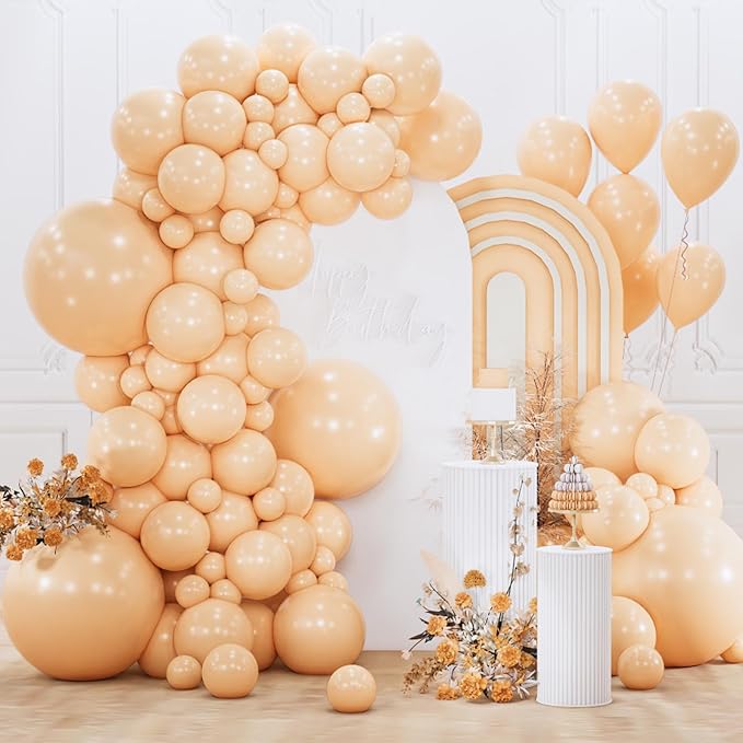 PartyWoo Nude Balloons 155pcs Different Sizes of 18 12 10 5 Inch Apricot Boho Fall Neutral Balloon Arch Kit Garland for Graduation Birthday Boy Baby Shower Theme Party Decorations Brown-F05