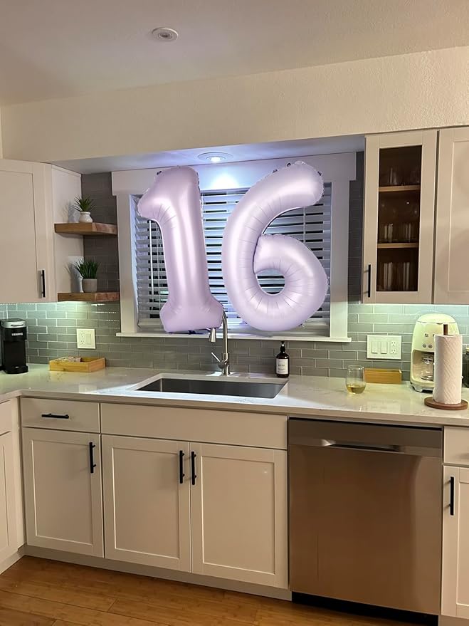 Number Balloons 1, 40 Inch One Balloons for 1st Birthday Girl Boy 1 11 21 Party Decorations Baby Shower Photo Shoot, Cream Purple 1 Balloon
