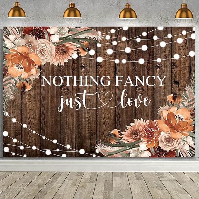 MEHOFOND 8x6ft Fall Rustic Wedding Backdrop - Floral Brown Wood Birthday Party Decoration Banner