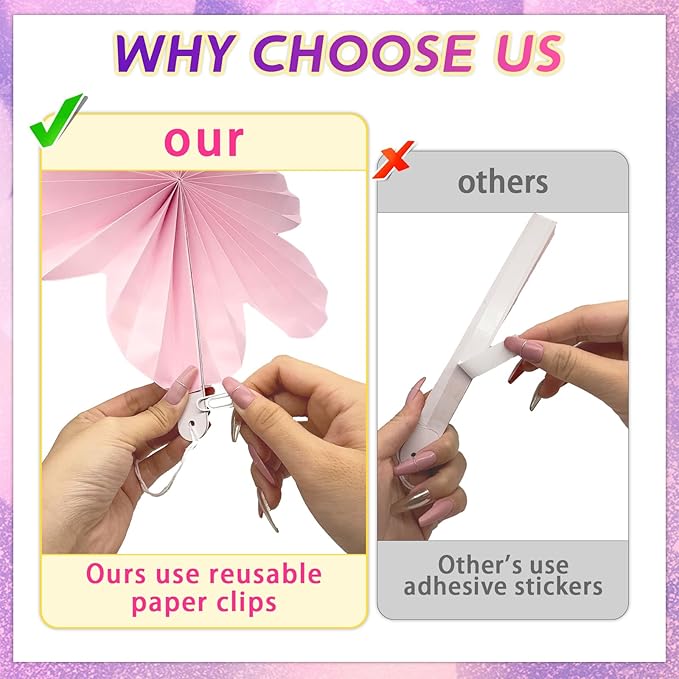 18 Pcs Elegant Pink Purple Party Decorations Kit, Pastel Lavender Paper Lanterns Flower Fans Set for Women, Girls 18th 30th 40th Birthday, Bridal Shower, Baby Shower, Spring Wedding Backdrop