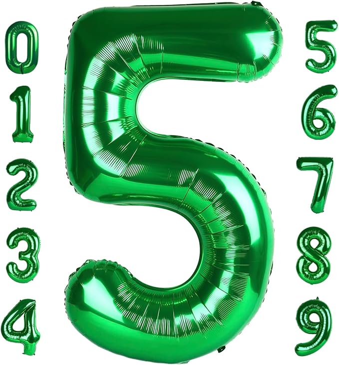 Balloon Numbers 40 Inch 5 Ballon for 5th Birthday Decorations, 15 25 35 50 Big Dark Green Number Balloons for Wedding Photo Shoot Party Decor