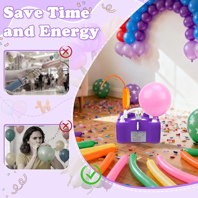 AXHJ Electric Balloon Pump, Portable Electric Air Balloon Pump Dual Nozzle Air Blower Pump AC110V