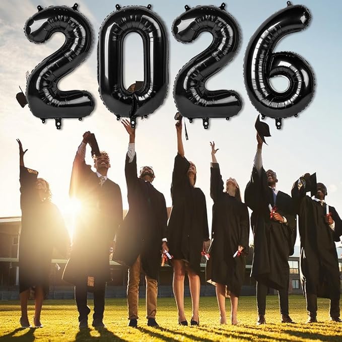2026 Number Balloons, 40 Inch Balloon, New Years Eve Decorations, Black Balloons for New Years Eve Party Supplies 2026, Graduation Decoration, 2 6 20 26 Birthday Parties