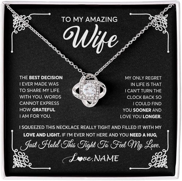 Yametee Personalized To My Wife Necklace From Husband I Love You More Wife Birthday Anniversary Wedding Valentines Christmas Customized Message Card
