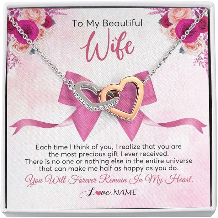 Yametee Personalized To My Wife Necklace From Husband I Love You More Wife Birthday Anniversary Wedding Valentines Christmas Customized Message Card