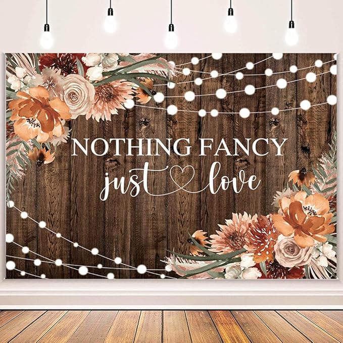 MEHOFOND 8x6ft Fall Rustic Wedding Backdrop - Floral Brown Wood Birthday Party Decoration Banner